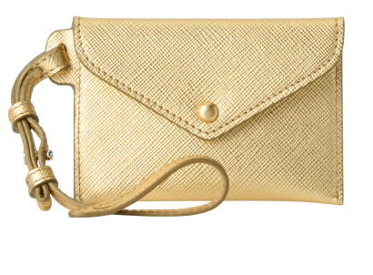 Prada Badge Holder, &pound;140, Accessories, Gold, Leather, Front view